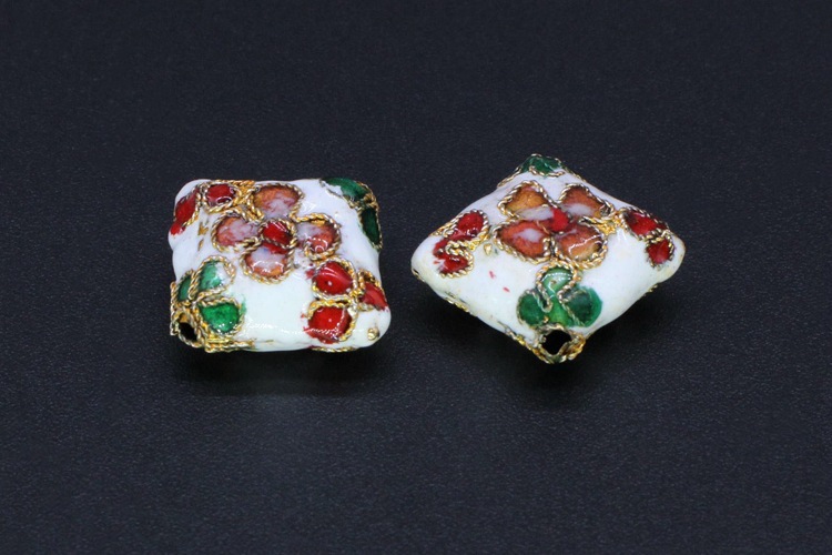 Traditional high-temperature cloisonne enamel filigree silver blue DIY jewelry accessory beads Cloisonne 16mm square block pic 11