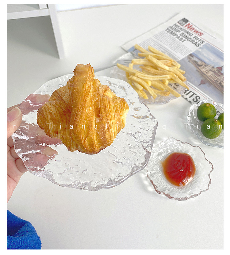 Ins-style glacier glass breakfast plates, fruit plates, creative internet-famous sauce plates, home pastries, Western food plates pic 4