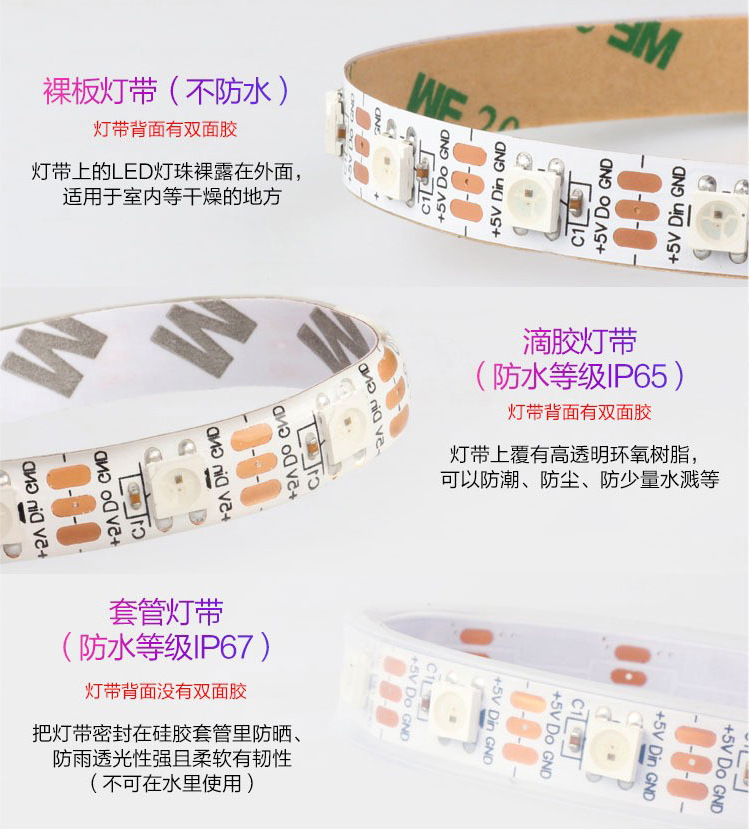 跑马灯带DC5V电商套装USB幻彩灯带 SK6812软灯条线条光源流水彩灯详情2