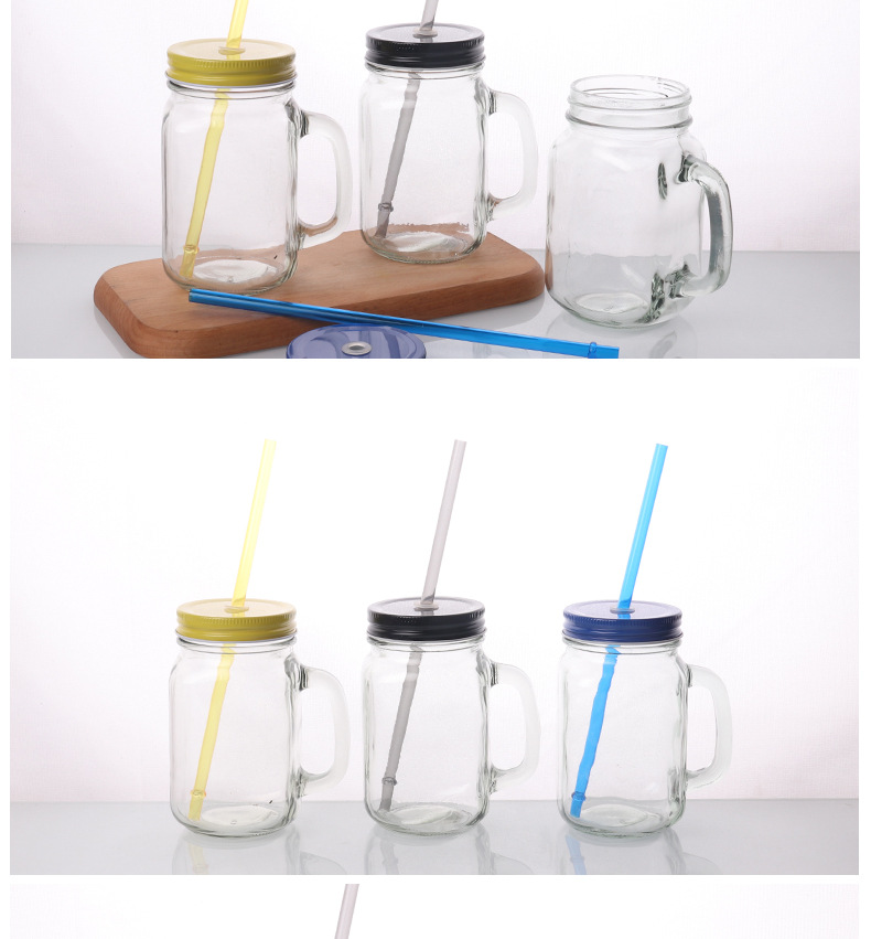 Wholesale of glass handle cups, Amazon Mason cups with straws, glass water cups, Mason cans, rooster cups, one-piece consignment pic 9
