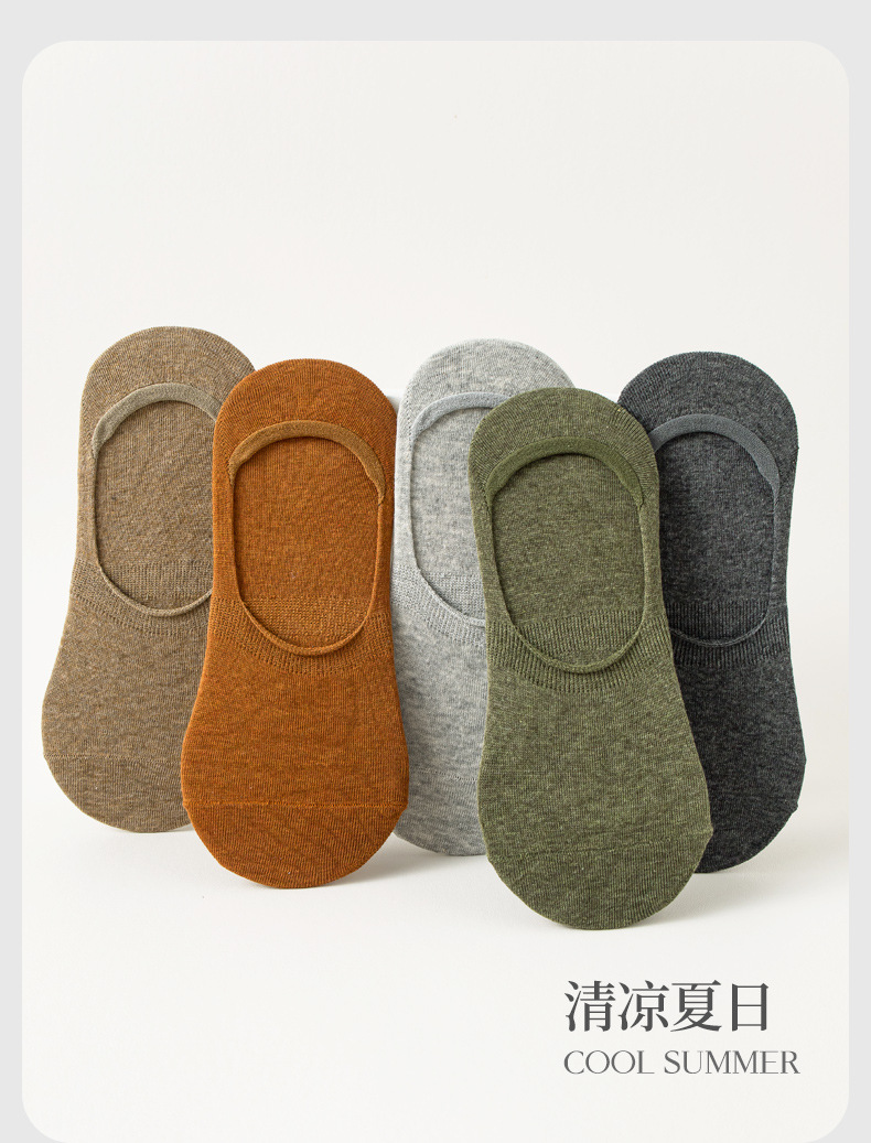 袜子男士船袜夏季薄款浅口隐形袜透气纯色棉袜夏天防滑不掉运动袜详情3