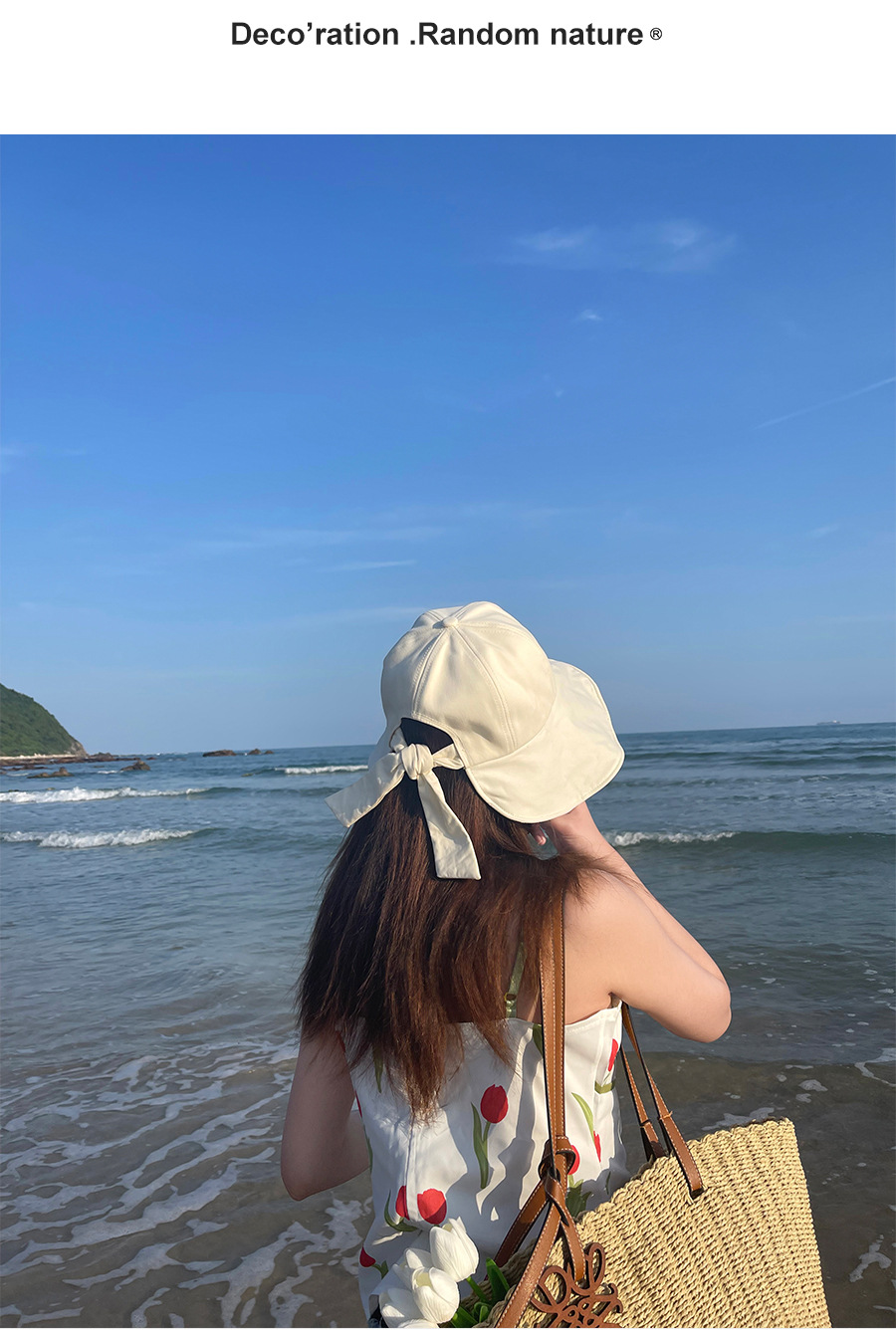 杨同学品牌女士夏季防晒帽 蝴蝶结装饰大帽檐黑胶渔夫帽 防紫外线遮阳帽子 成人尺寸太阳帽详情10