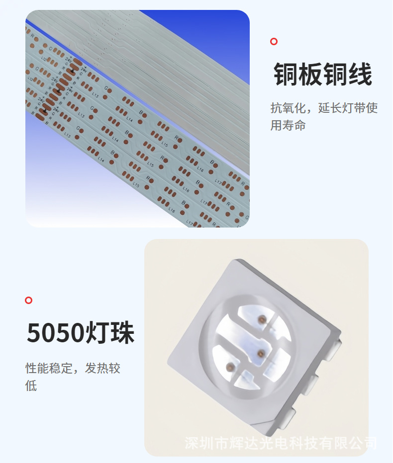 Wholesale 24Vrgb light strips 5050 seven-color color-changing high-brightness no-voltage drop 60-lamp home atmosphere led light strips pic 8