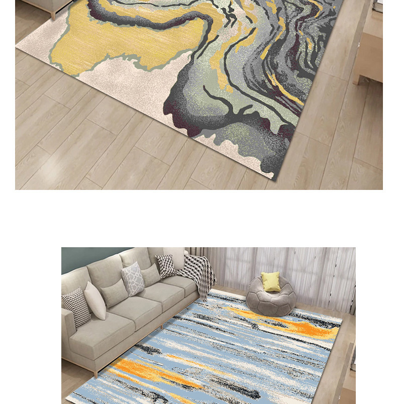 Cross-border consignment of washed carpets, indoor radiant abstract square floor MATS, printed coffee tables, living room and bedroom floor MATS pic 15