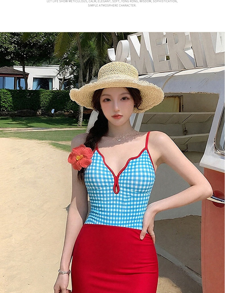The 2026 new bestseller, conservative, slimming and sexy one-piece halter suit for hot spring soaking, Thai high-end sleeveless swimsuit for women, 125662 pic 12