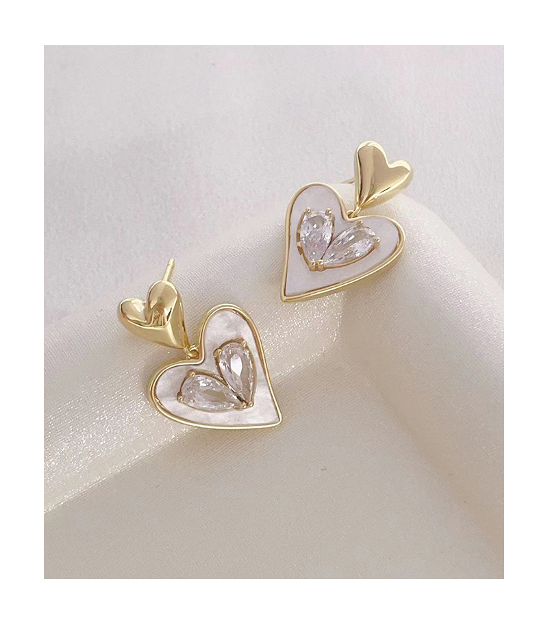 2023新款气质耳环女爱心锆石耳钉小众设计高级感耳坠轻奢风耳饰详情7