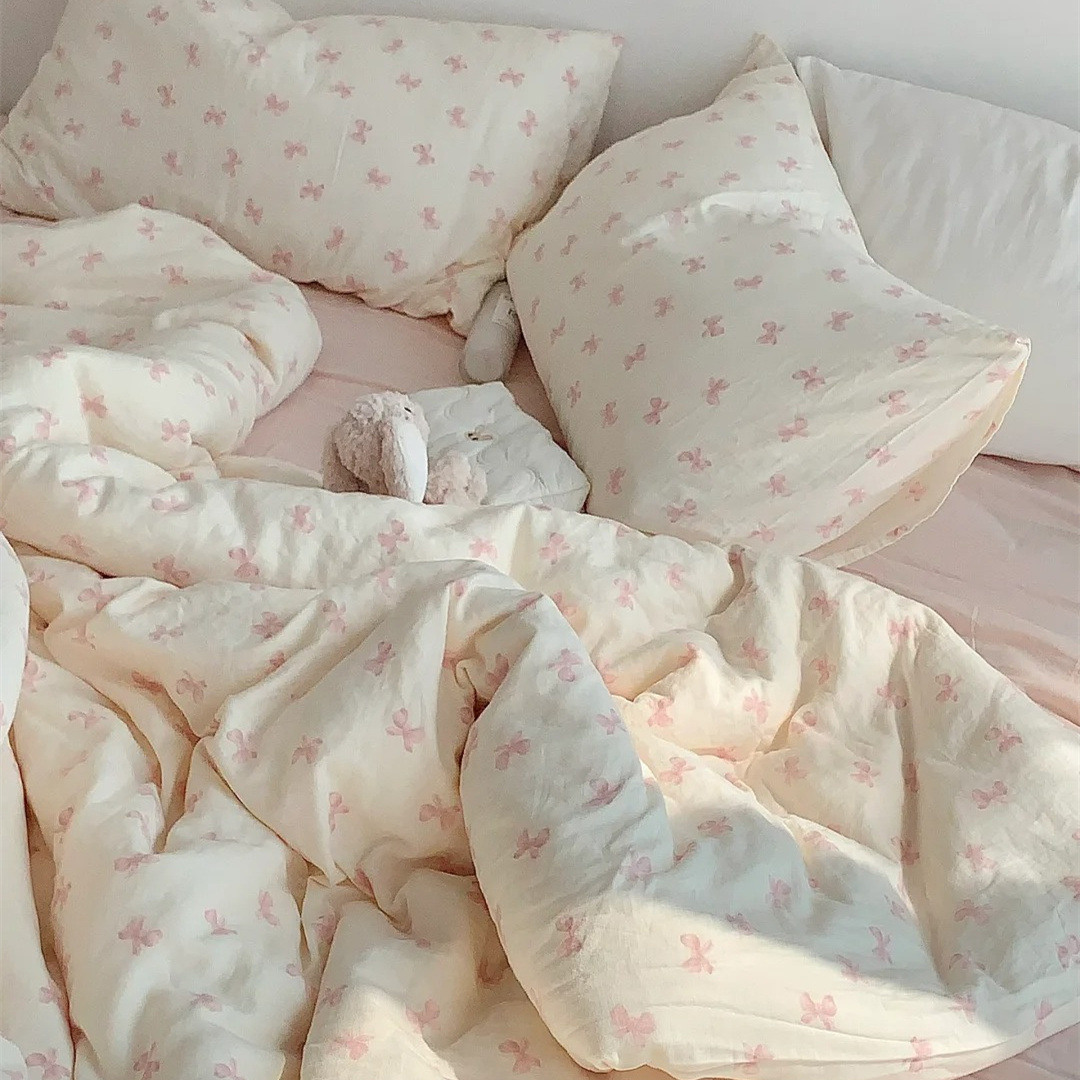 小红书A类全棉有氧双层纱四件套母婴级透气纯棉纱布小清新Kitty猫详情43