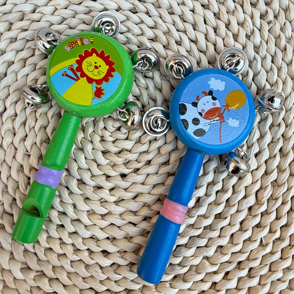 彩色卡通手摇铃木制儿童两用口哨摇铃奥尔夫益智早教安抚乐器跨境详情11