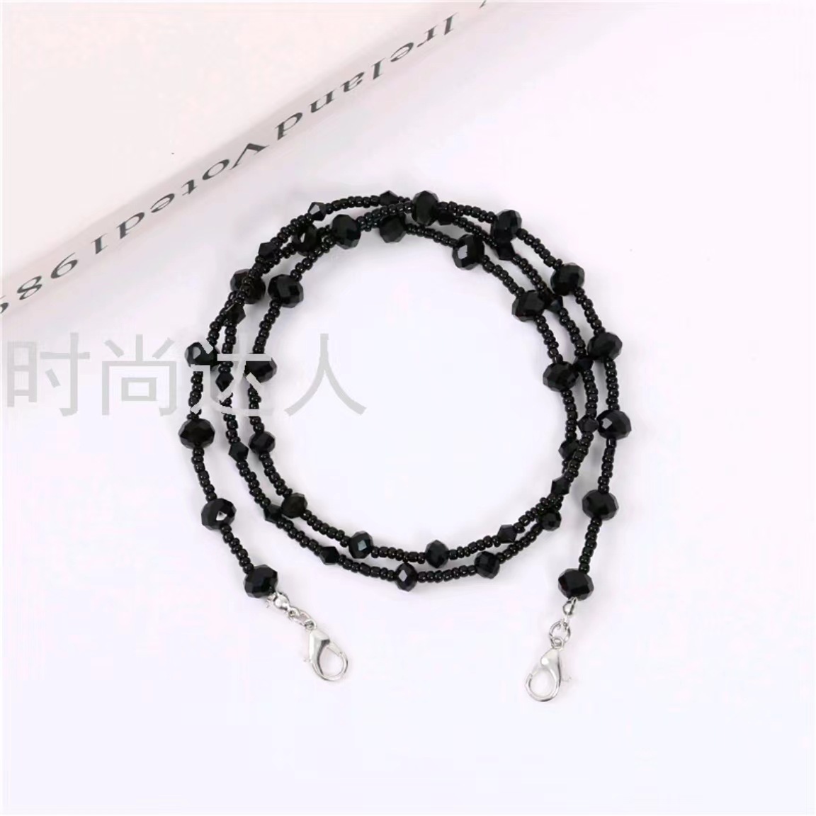 Colorful beaded mask string anti-loss chain, Korean retro crystal beaded glasses decoration necklace, colorful handcrafted high-end chain pic 7
