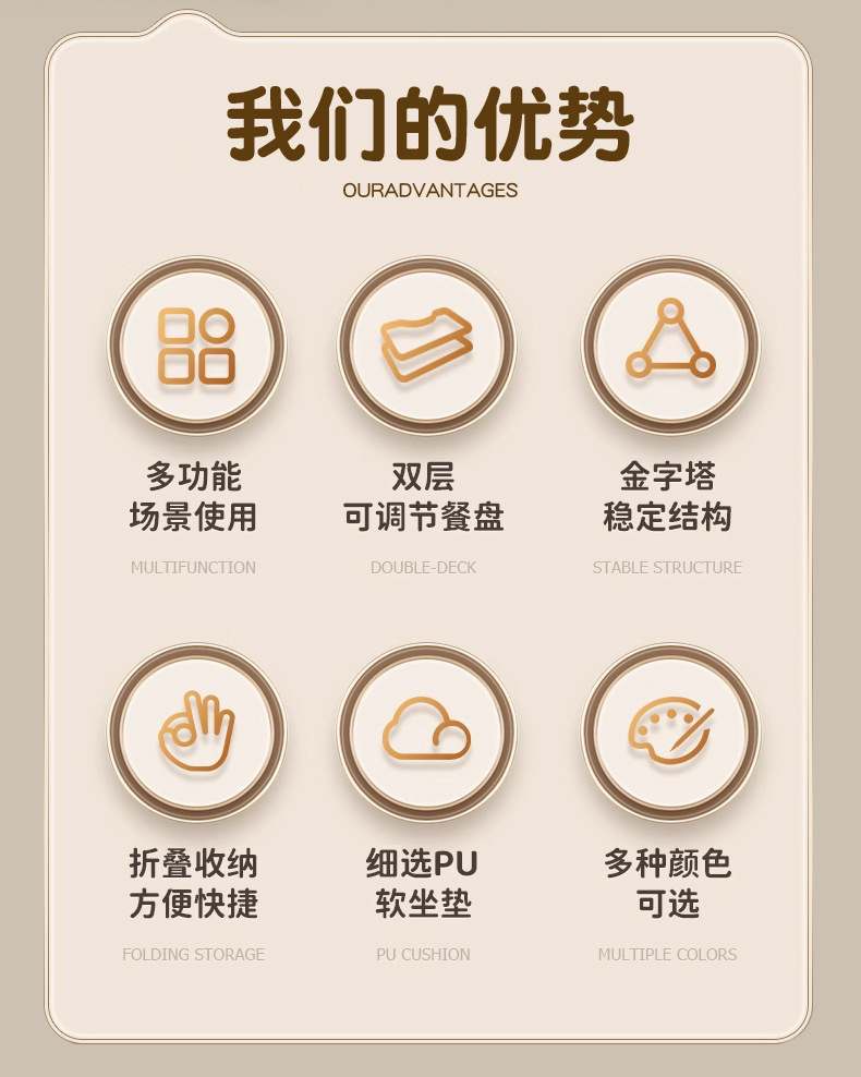 宝宝餐椅可折叠携带座椅多档调节加宽摇椅二合一婴儿椅儿童成长椅详情12