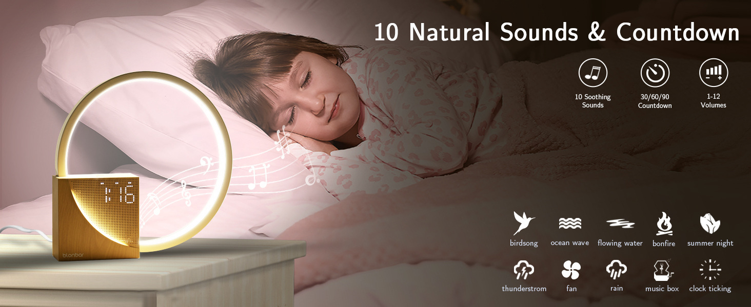 Best-selling wireless charging alarm clock, white noise 10W charger, touch bedside lamp, wake-up light, reading eye-protecting night light pic 10