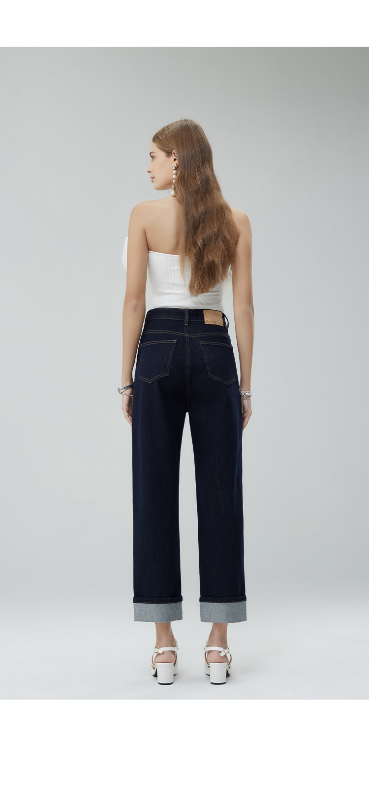Spring and autumn new light luxury custom jeans, made of dark Lycra fabric, high-waisted, casual and versatile, trendy brand flanged pic 21
