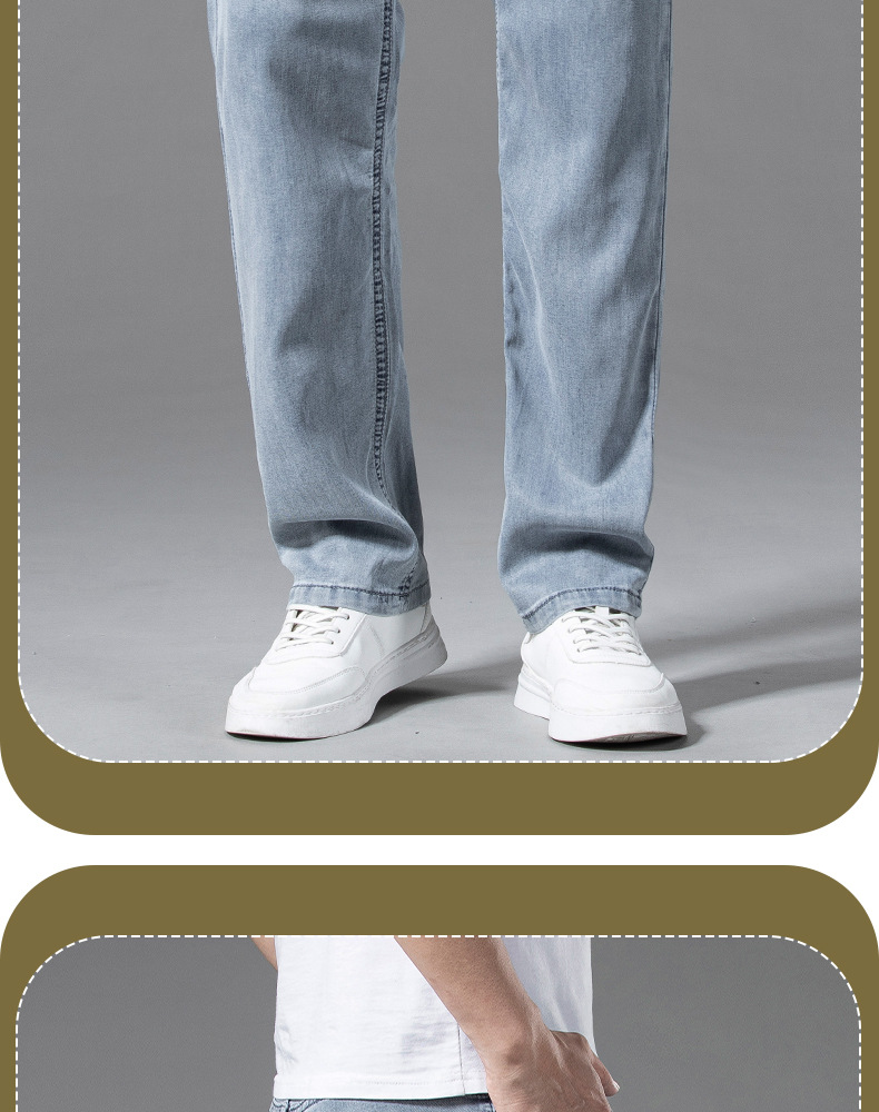 抖音爆款春夏冰丝凉感牛仔裤男宽松直筒长裤新塘高端天丝阔腿裤薄详情13