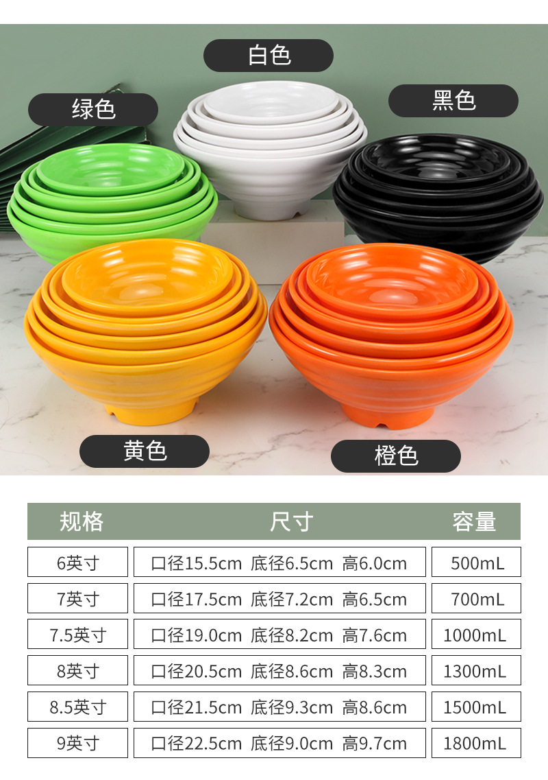 Melamine noodle bowls, durable porcelain tableware, large bowls, soup bowls, commercial spicy hot pot bowls, plastic bowls, special bowls for noodle restaurants wholesale pic 9