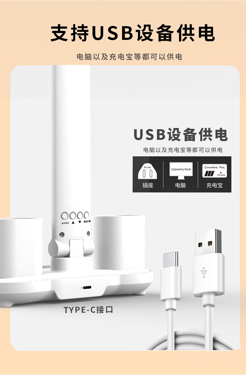 台灯学习专用大学生宿舍护眼插电式床头灯书桌阅读多功能笔筒灯详情15