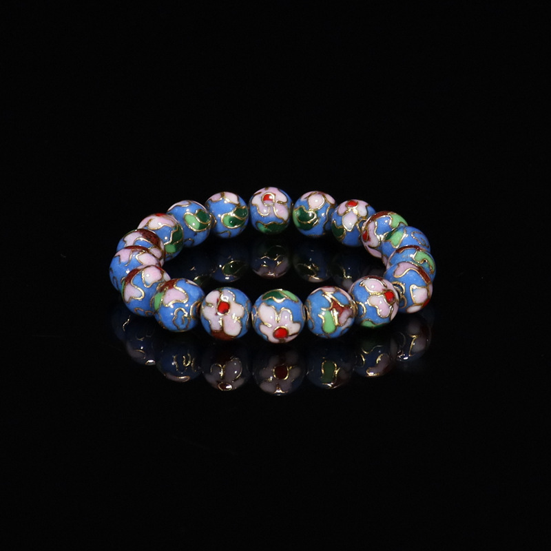 Beijing Cloisonne classical ethnic style jewelry, traditional copper base cloisonne enamel polished round bead bracelet pic 7