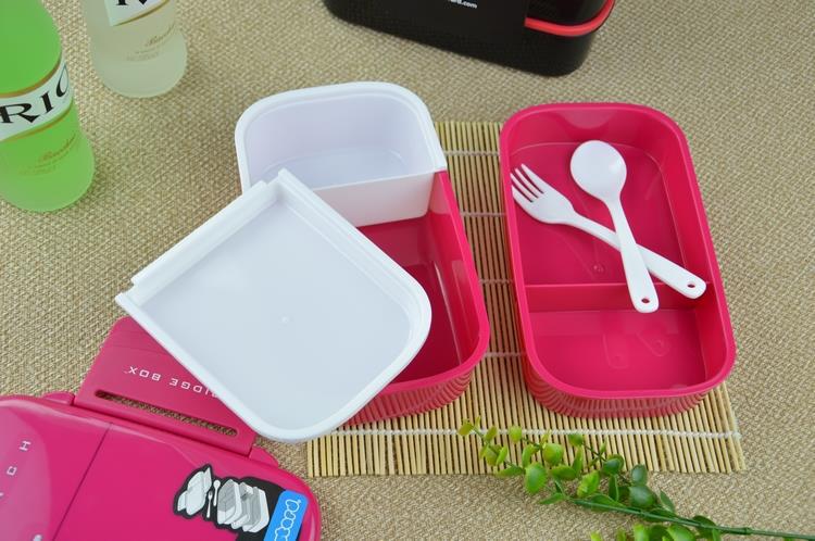 简约日式双层便当盒时尚上班族分格饭盒塑料可微波炉午餐盒水果盒详情10