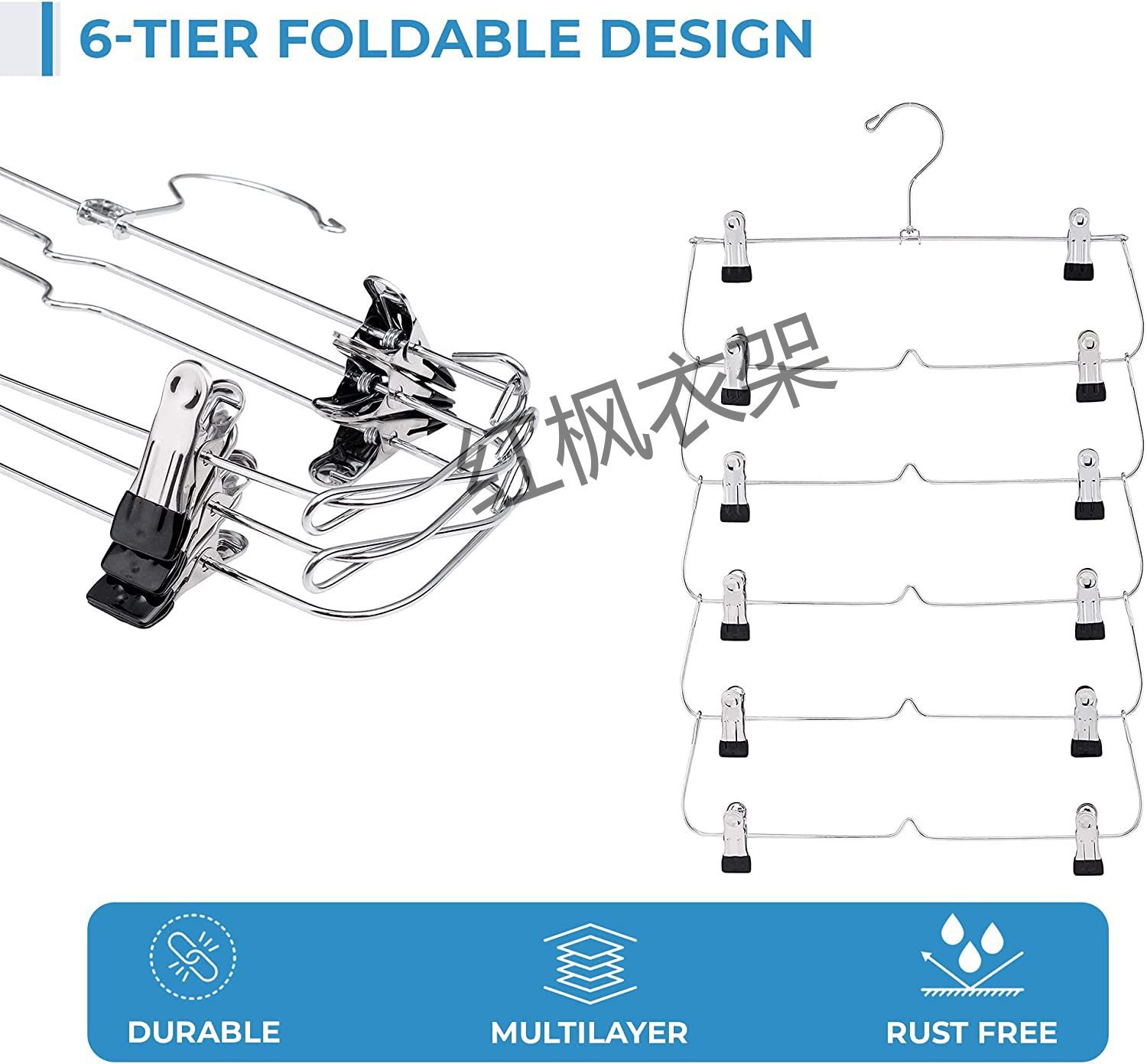 Metal trouser racks, three-layer, four-layer, five-layer, six-layer hardware trouser racks, skirt racks, garment hooks, storage and organization, metal trouser racks pic 20