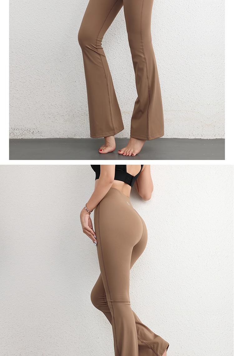 lulu foreign trade high-waisted, hip-lifting flared pants, seamless nude yoga fitness pants for women pic 10