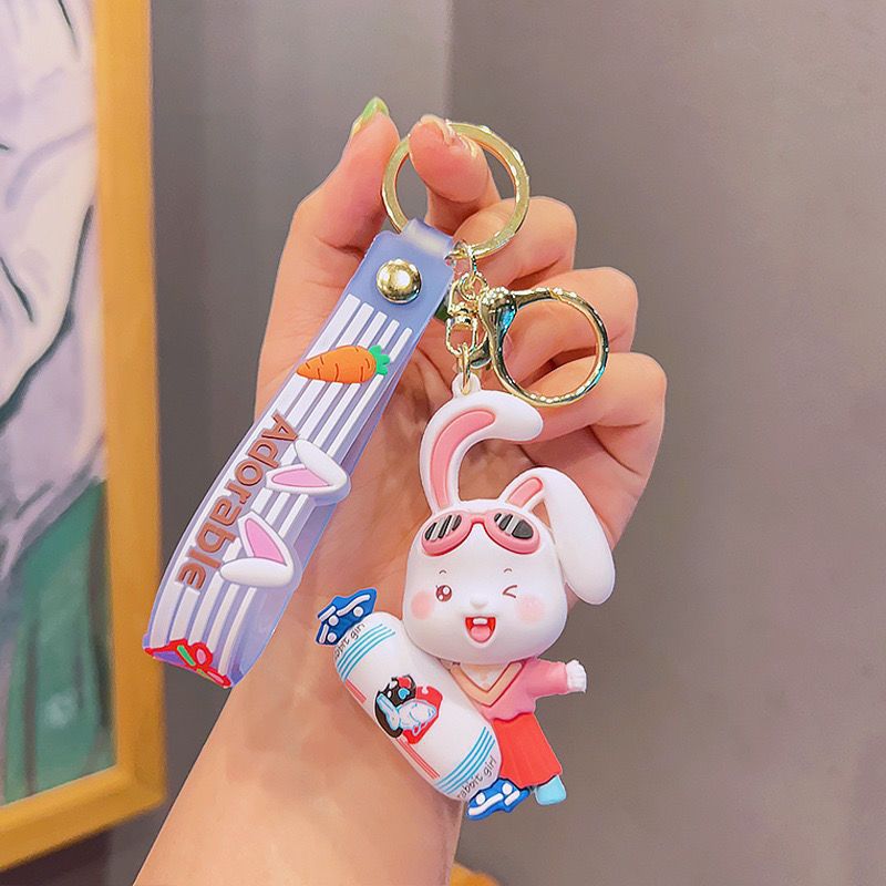 Cute cartoon milk candy rabbit keychains, creative gifts, trendy toys, car keys, exquisite bags and pendants for men and women pic 5