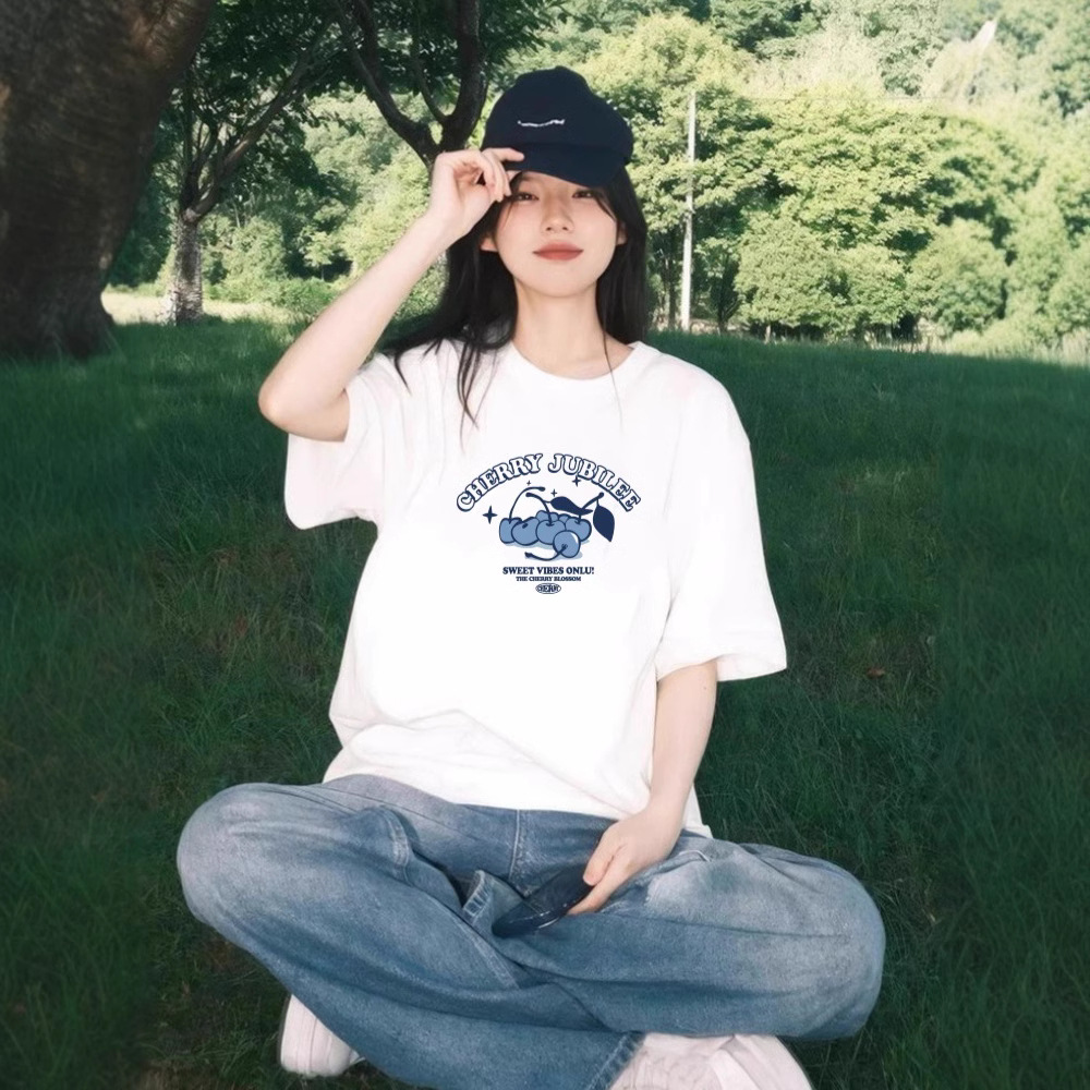 纯棉短袖t恤女美式新款宽松休闲上衣夏季上衣白t恤230克女装短袖详情13