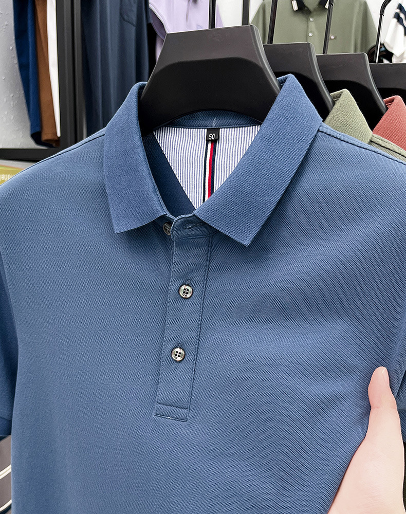 细珠地纯棉polo衫短袖男夏季新款中年纯色商务休闲翻领男士t恤详情21