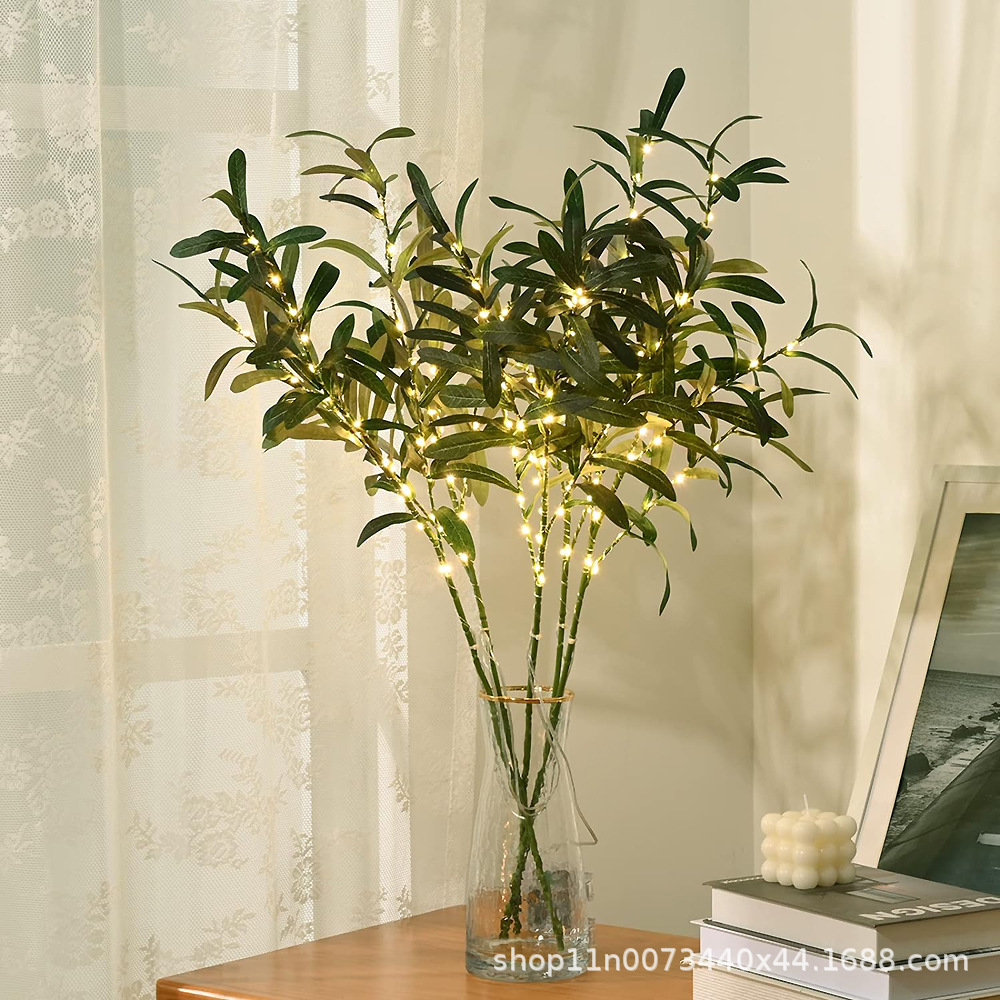 ins风热卖仿真橄榄叶   酒店婚庆家居装饰仿真植物叶子绿色橄榄叶详情6