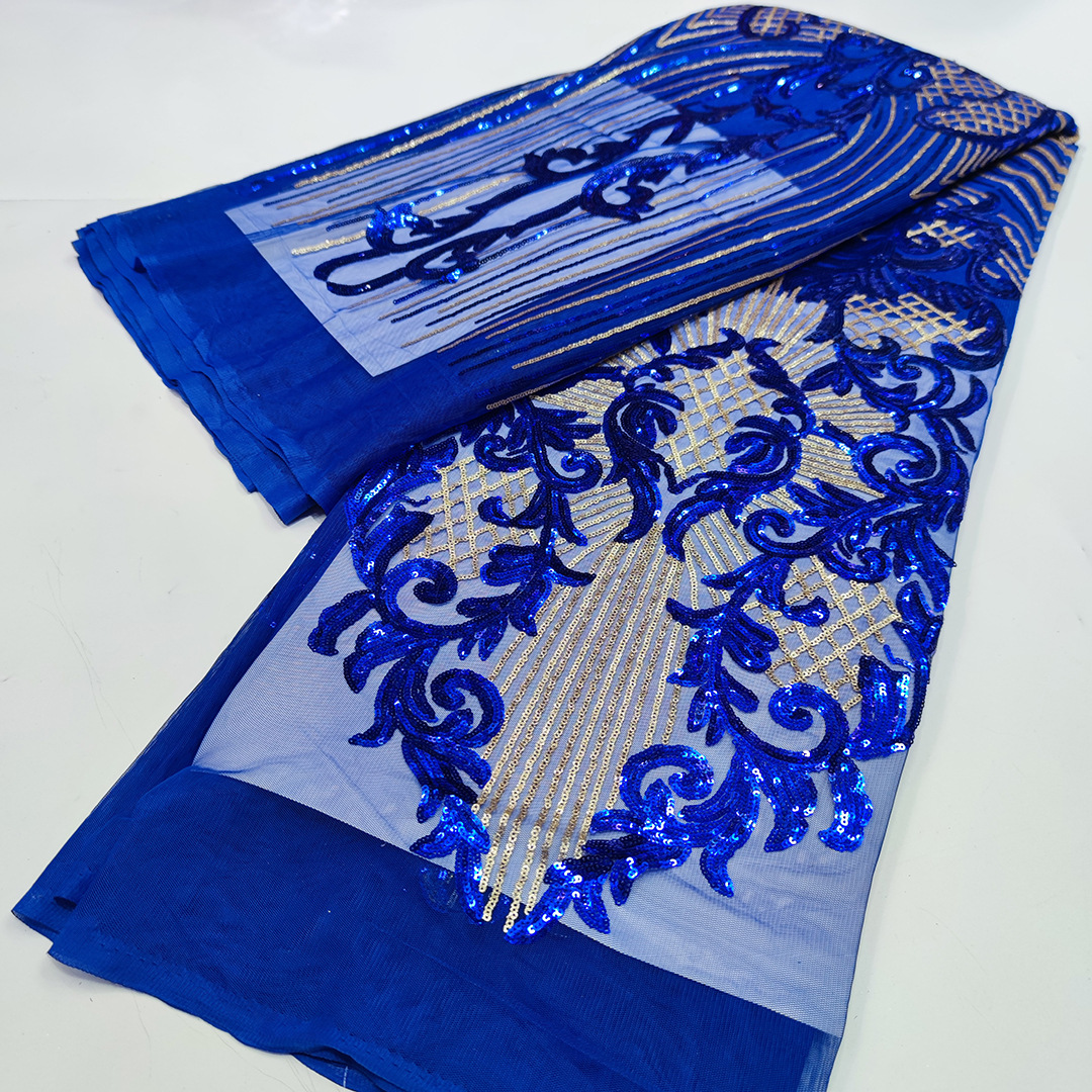 新款非洲亮片蕾丝花边网布面料派对礼服民族风服装辅料laceJX756详情49