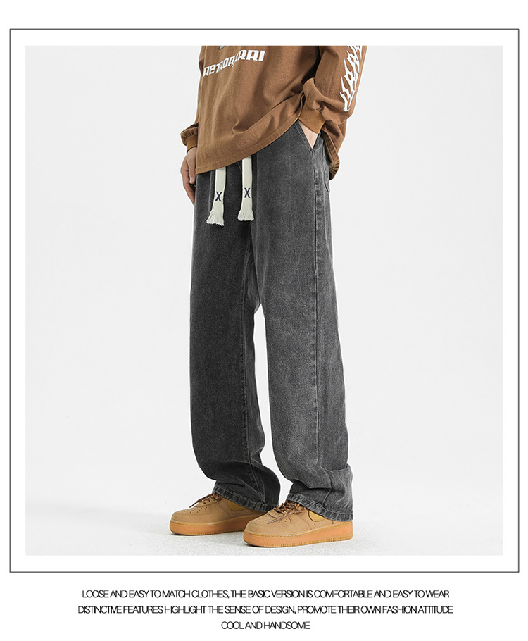 直筒牛仔裤男款春秋季潮牌百搭宽松美式高街阔腿裤休闲长裤子男士详情7