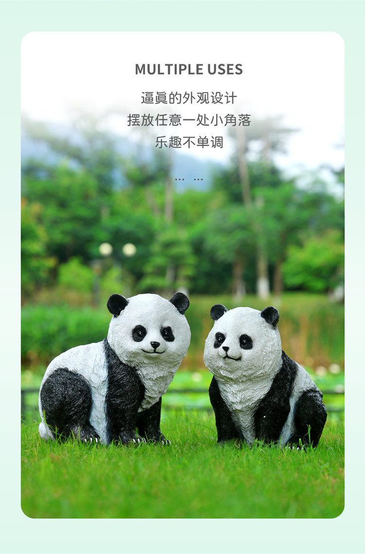 Factory direct sales of resin simulation panda ornaments for courtyard and garden decoration, outdoor animal lawns, and garden landscape sculptures pic 2