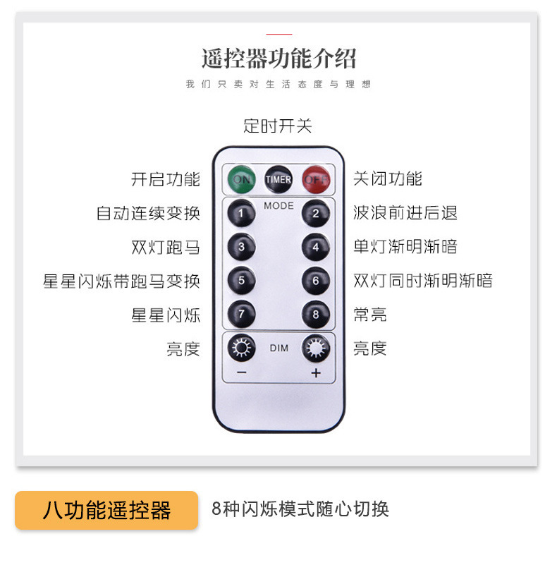 跨境led彩灯满天星圣诞装饰氛围灯批发3*3米遥控八功能铜线窗帘灯详情12