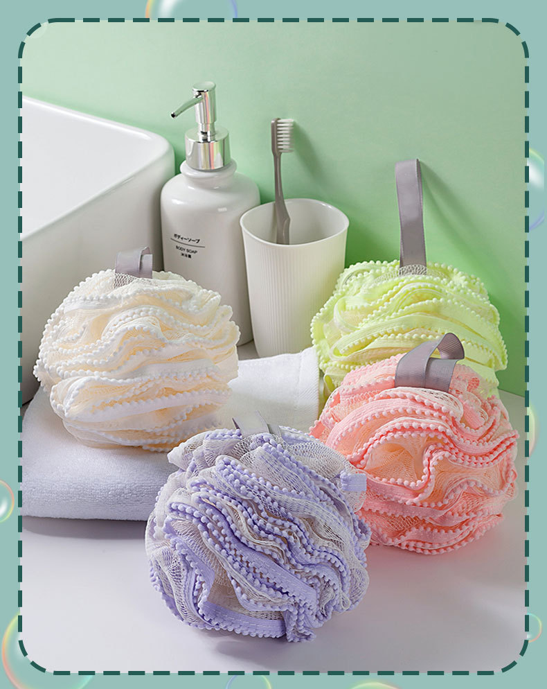 可爱沐浴球高档不散超柔软女大号浴花球高级搓澡巾起泡球洗澡神器详情8