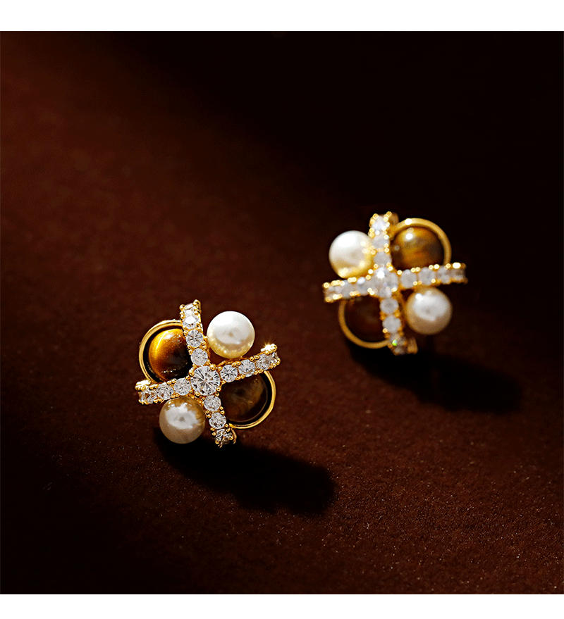 Hyacinth medio natural ojo de tigre piedra con diamantes pendientes de perlas otoño invierno nueva moda accesorios de oído aire ligero extravagancia accesorios pic 7