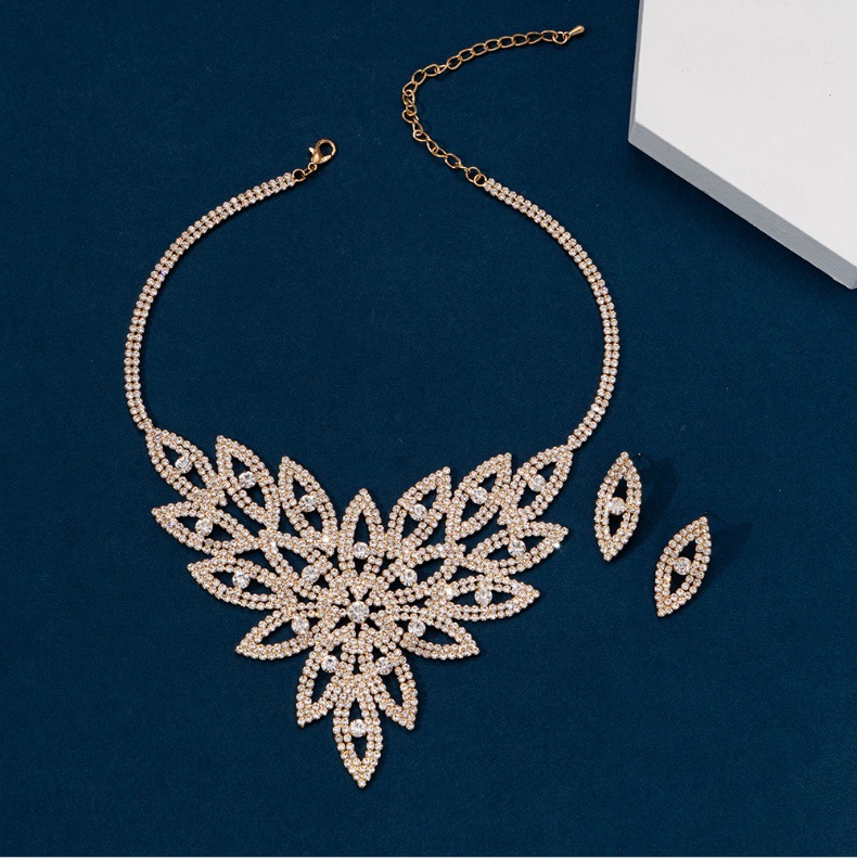 跨境欧美新款夸张邪恶之眼水钻项链+耳钉女士珠宝首饰套装直供详情7