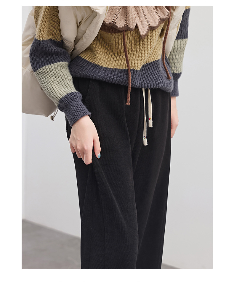 欧棉绒窄版阔腿裤女秋冬2025新款休闲高腰显宽松瘦垂感款式直筒裤详情28