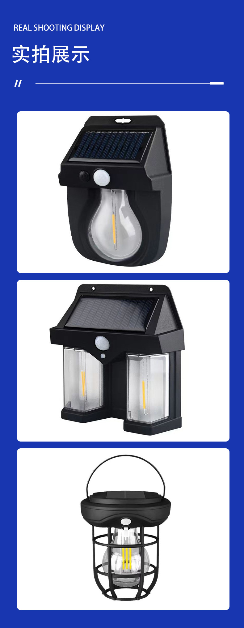 Cross-border new outdoor solar lamps, tungsten filament wall lamps, courtyard sensor lamps, garden villa night lights, lighting, waterproof pic 5