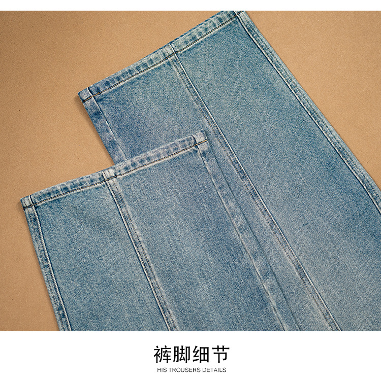 Factory direct sales of new mid-line design style jeans, retro light blue loose, slimming, drape sickle length pants pic 19