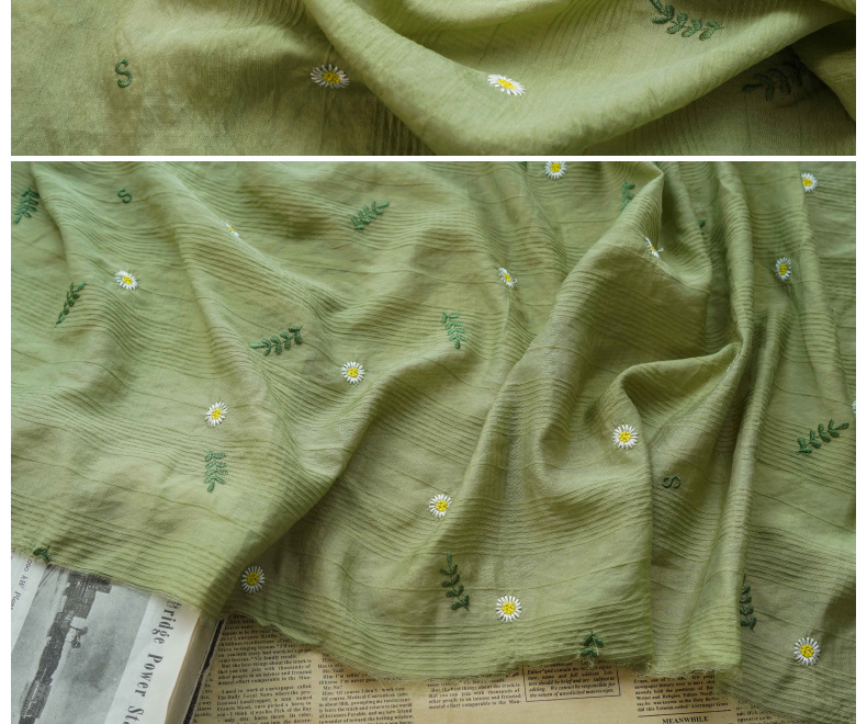 Fresh and soft shirt, spring and summer embroidered dress fabric, small Daisy character mother skin small halter decorative fabric pic 19