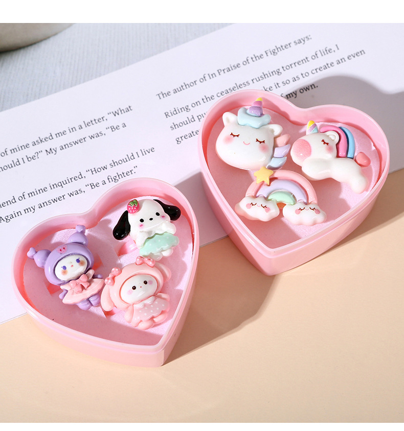 新品儿童戒指美人鱼造型一盒女童手饰套装小女孩装扮玩具戒指详情10