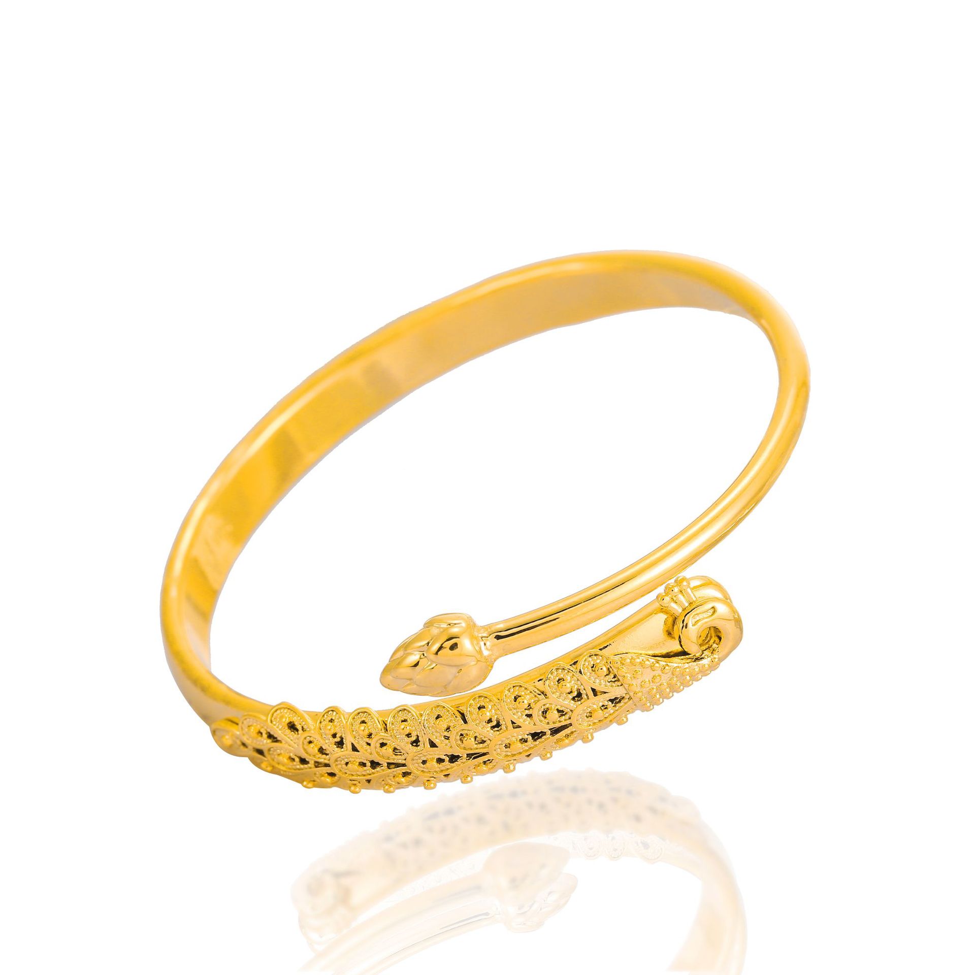 Ethnic style lotus peacock open bracelet, brass gold-plated jewelry, multiple sand gold creative street stall wholesale pic 6