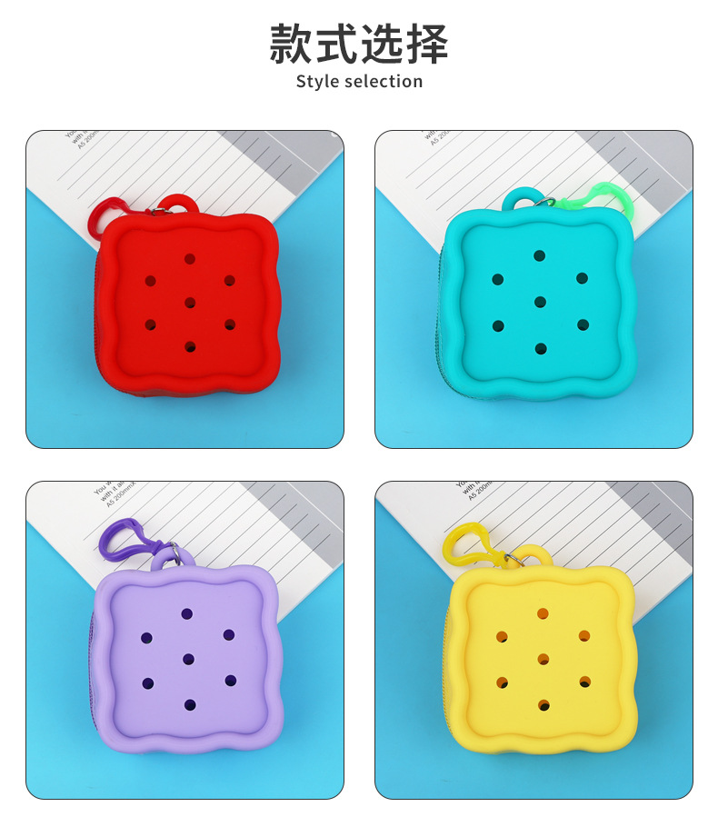 2024新款洞洞零钱包糖果色钱包钥匙扣学生书包挂件情侣方形耳机包详情3