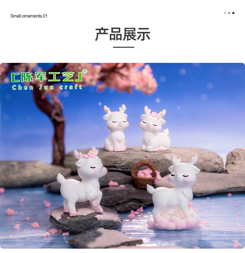 Cute pink deer figurines with micro-landscape creativity, DIY garden decorations and accessories, and small table ornaments for cars pic 38