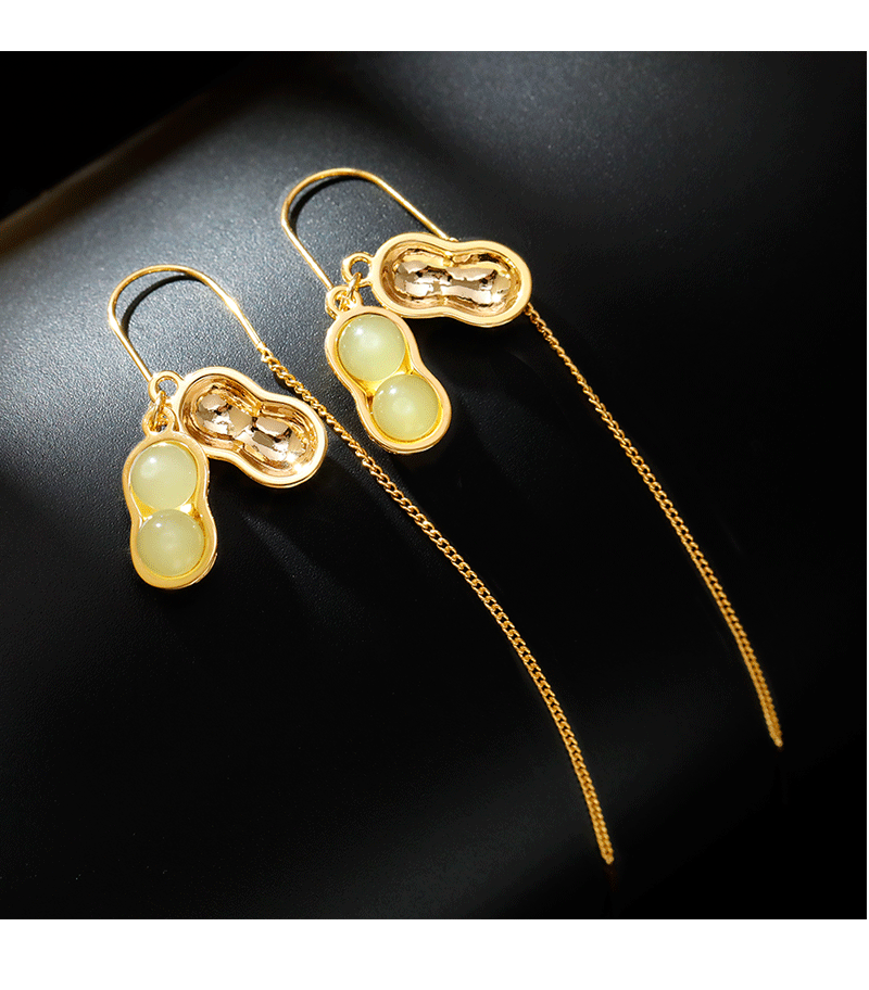 Hyacinth good fumi y jade colgante pendientes shake yin boom estilo orejeras moda femenina luz lujo alto sentido línea de la oreja pic 2