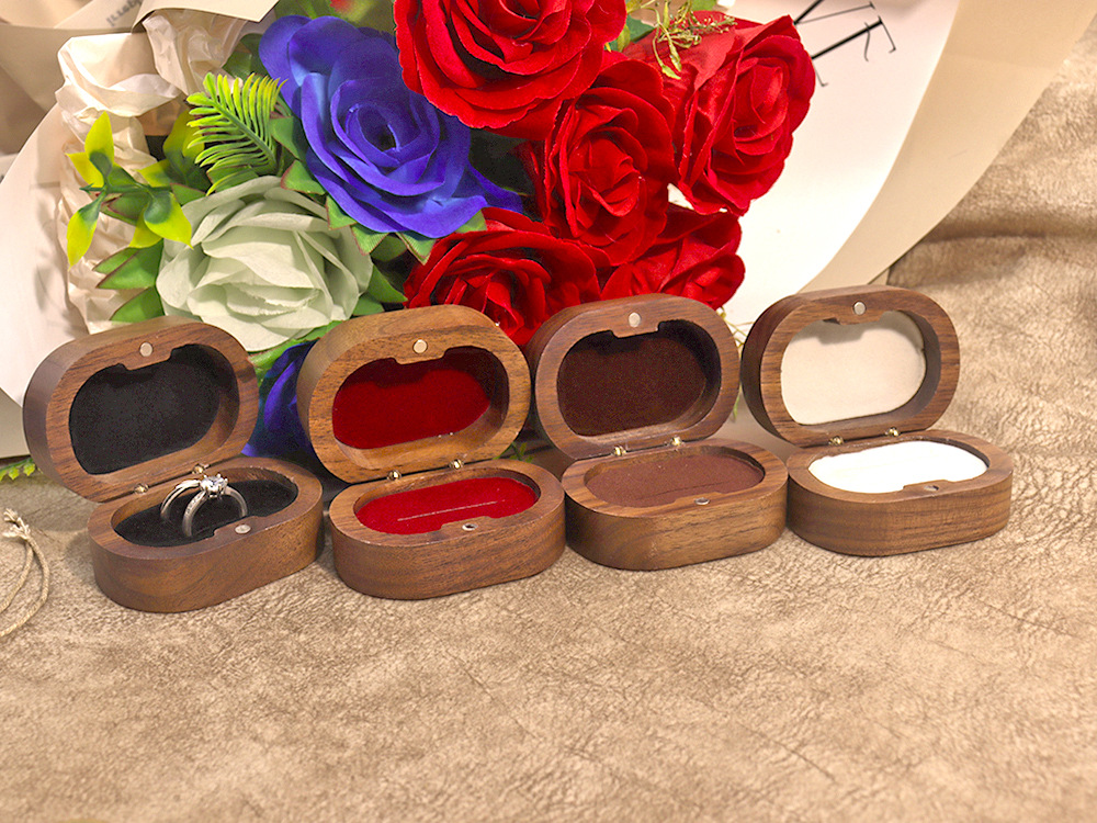 大椭圆黑胡桃木求婚戒指盒复古对戒盒珠宝首饰雕刻收纳包装礼盒女详情8