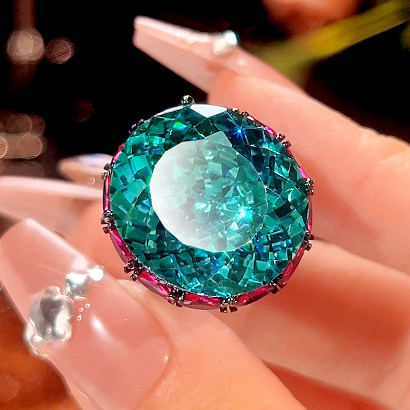 2025新款庄生生珠宝铜底镀金仿真干枯玫瑰轻奢豪镶古戒指石18*20详情5