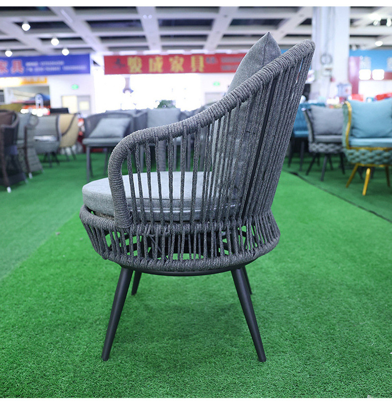 Nordic outdoor balcony backrest chair, simple small-sized apartment bay window soft cushion rattan chair combination courtyard leisure table and chair pic 16