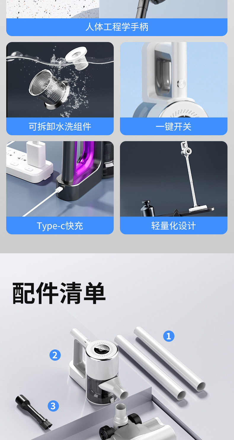 Purple cordless vacuum cleaner for both vacuuming and blowing, portable washing machine and engraving machine accessories pic 22