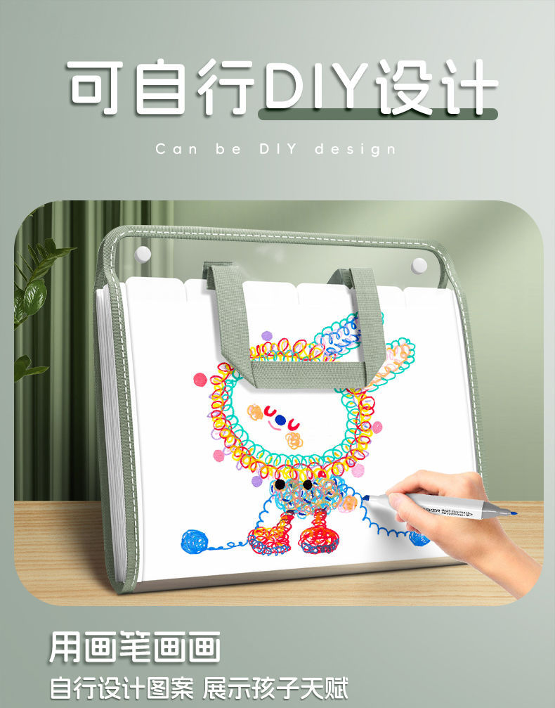 A4 high appearance level multi-layer transparent thickened document bag, large capacity test paper holder, storage book folder, portable organ bag pic 12