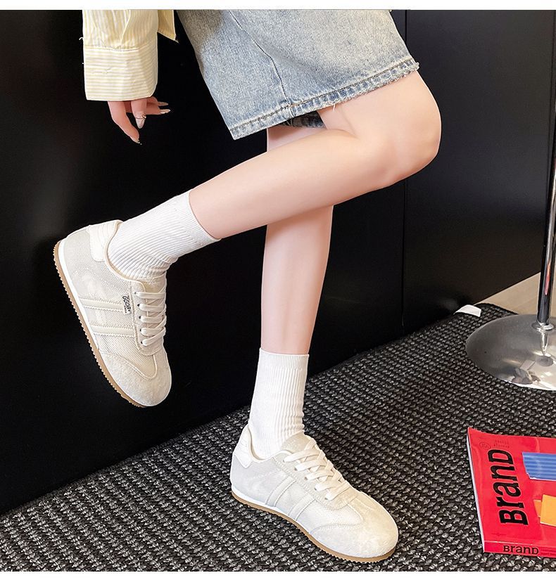 真皮平底小白鞋女鞋2025夏季新款网面德训鞋百搭休闲阿甘运动鞋子详情16