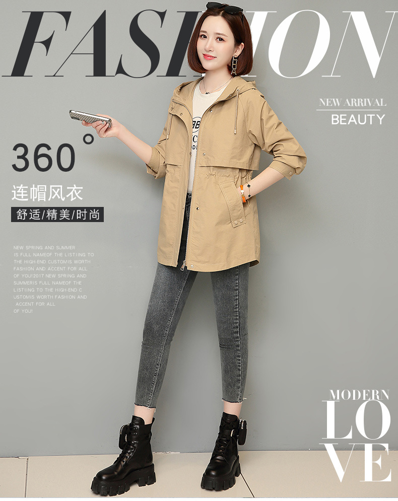 小香风中长款风衣女士2024春秋新款宽松休闲洋气百搭工装外套大码详情1